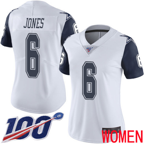 Women Dallas Cowboys Limited White Chris Jones 6 100th Season Rush Vapor Untouchable NFL Jersey